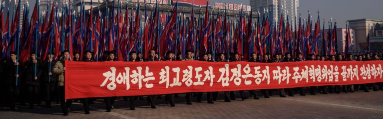 North Korean leader Kim Jong Un faces a stark and narrow choice between denuclearizing or learning to accept China's growing control over his country. North Koreans rally in support of the Workers' Party at Kim Il Sung Square in Pyongyang on Jan. 5, 2020.