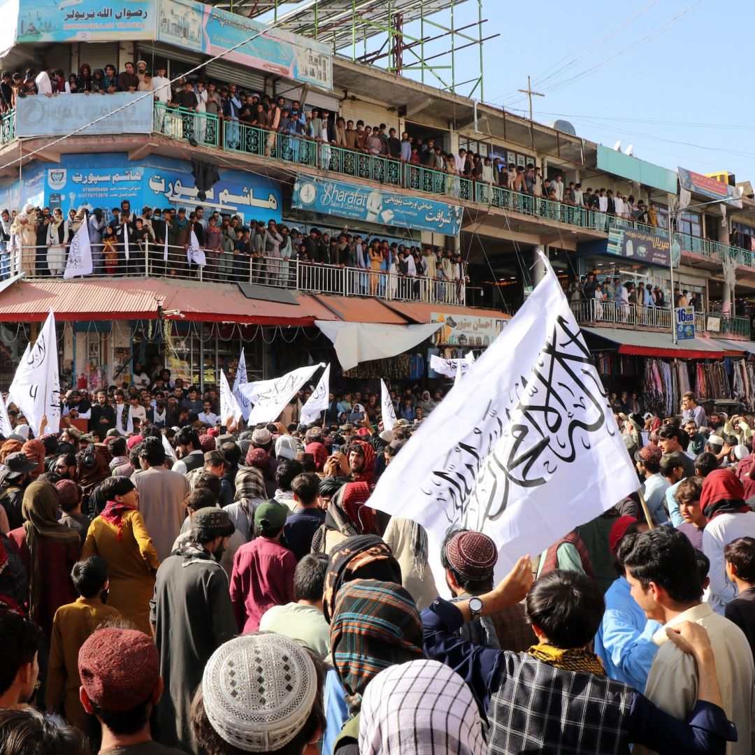 Afghan men gather in support of the Taliban government during a rally in Khost, Afghanistan, on Oct. 13, 2025, amid heavy cross-border clashes with Pakistan. Afghan men gather in support of the Taliban government during a rally in Khost, Afghanistan, on Oct. 13, 2025, amid heavy cross-border clashes with Pakistan.