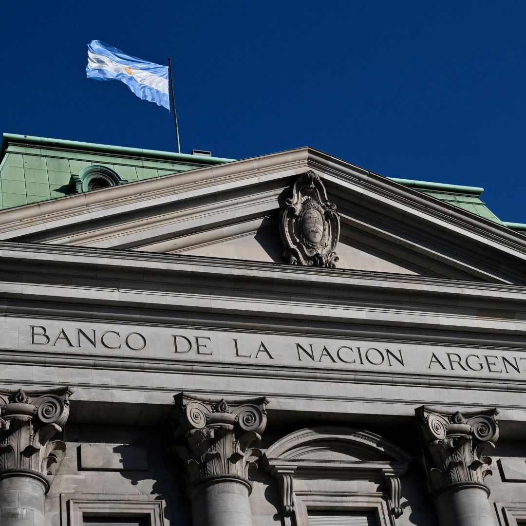 The headquarters of Argentina's central bank is seen in Buenos Aires on Feb. 20, 2025.