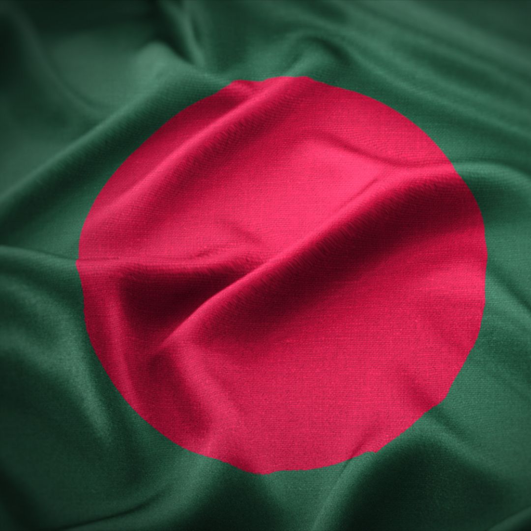 A digital illustration of the Bangladeshi flag.