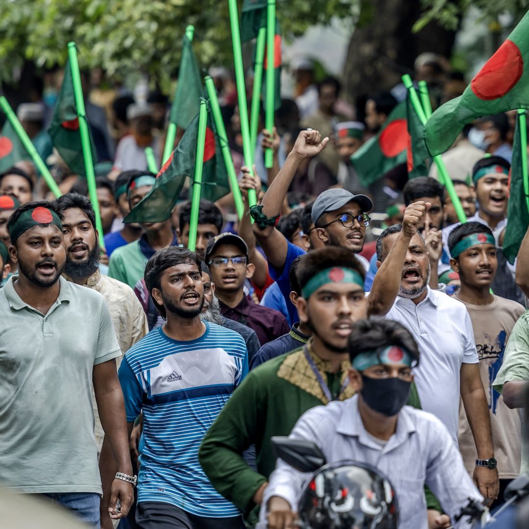 A protest in Dhaka, Bangladesh, on Aug. 15.