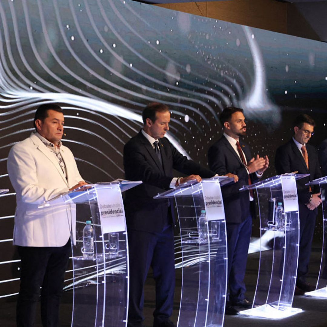Bolivia's presidential candidates participate in a presidential debate in Santa Cruz, Bolivia, on Aug. 1, 2025. Bolivia's presidential candidates participate in a presidential debate in Santa Cruz, Bolivia, on Aug. 1, 2025.