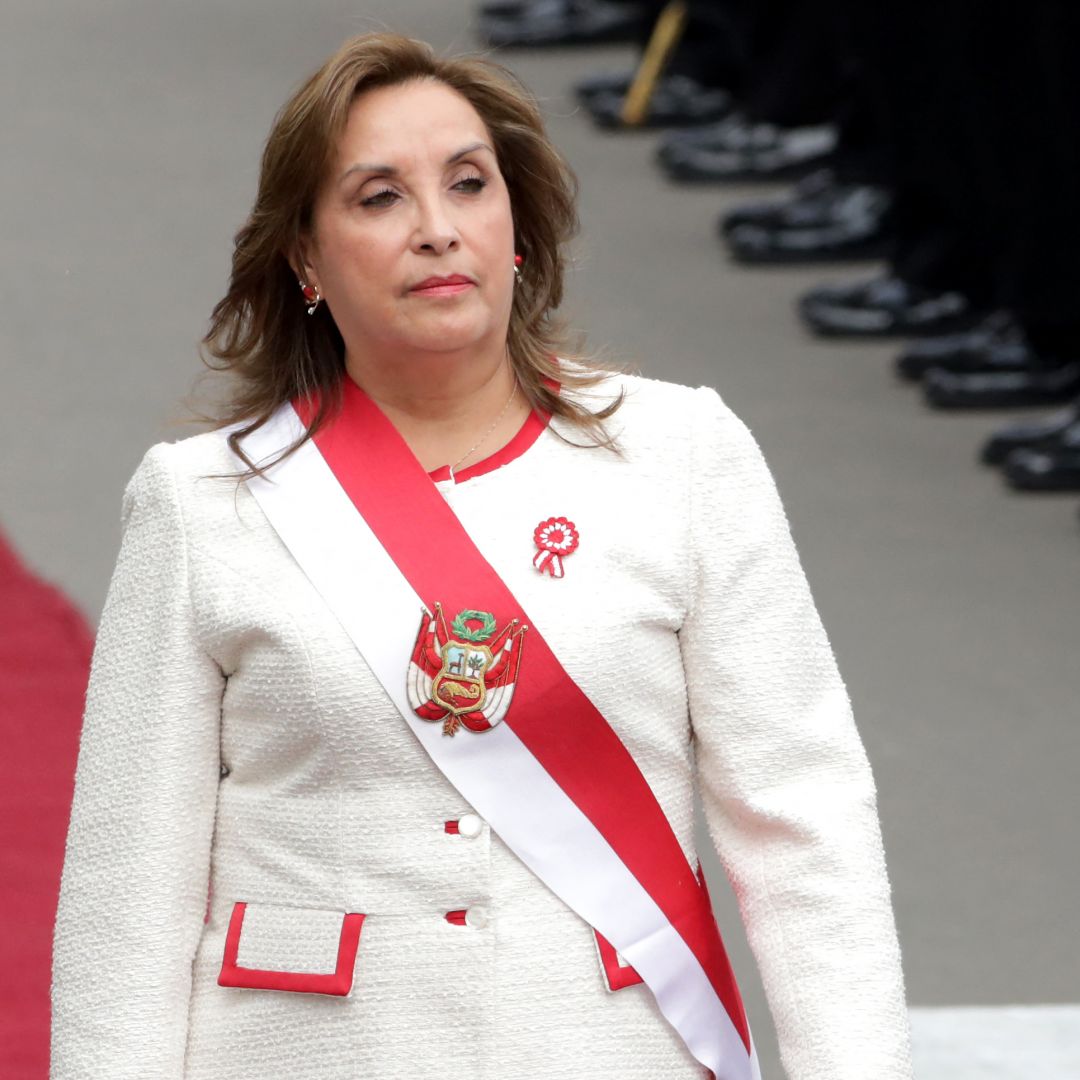 Then-Peruvian President Dina Boluarte arrives to deliver her address to the nation on Peru's Independence Day at the National Congress in Lima on July 28, 2025.
