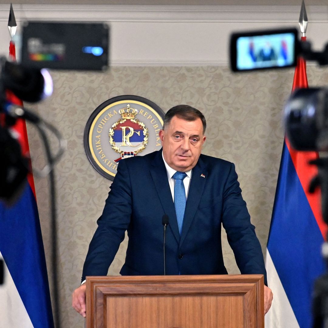 Milorad Dodik, leader of the most influential political party in the Bosnian-Serb dominated entity of Republika Srpska, on Oct. 27, 2022.