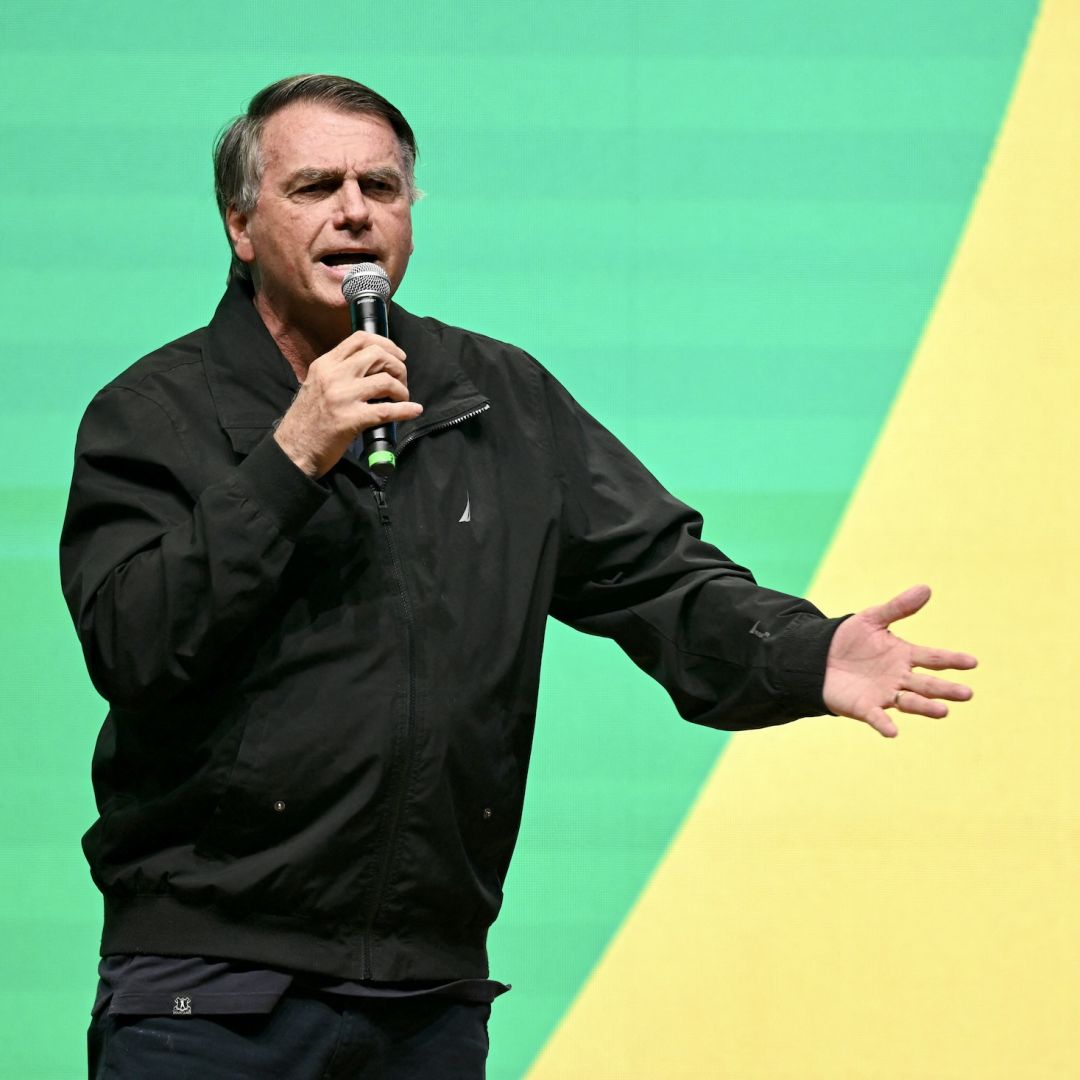 Former Brazilian President Jair Bolsonaro speaks at a seminar in Brasilia, Brazil, on Feb. 20, 2025.