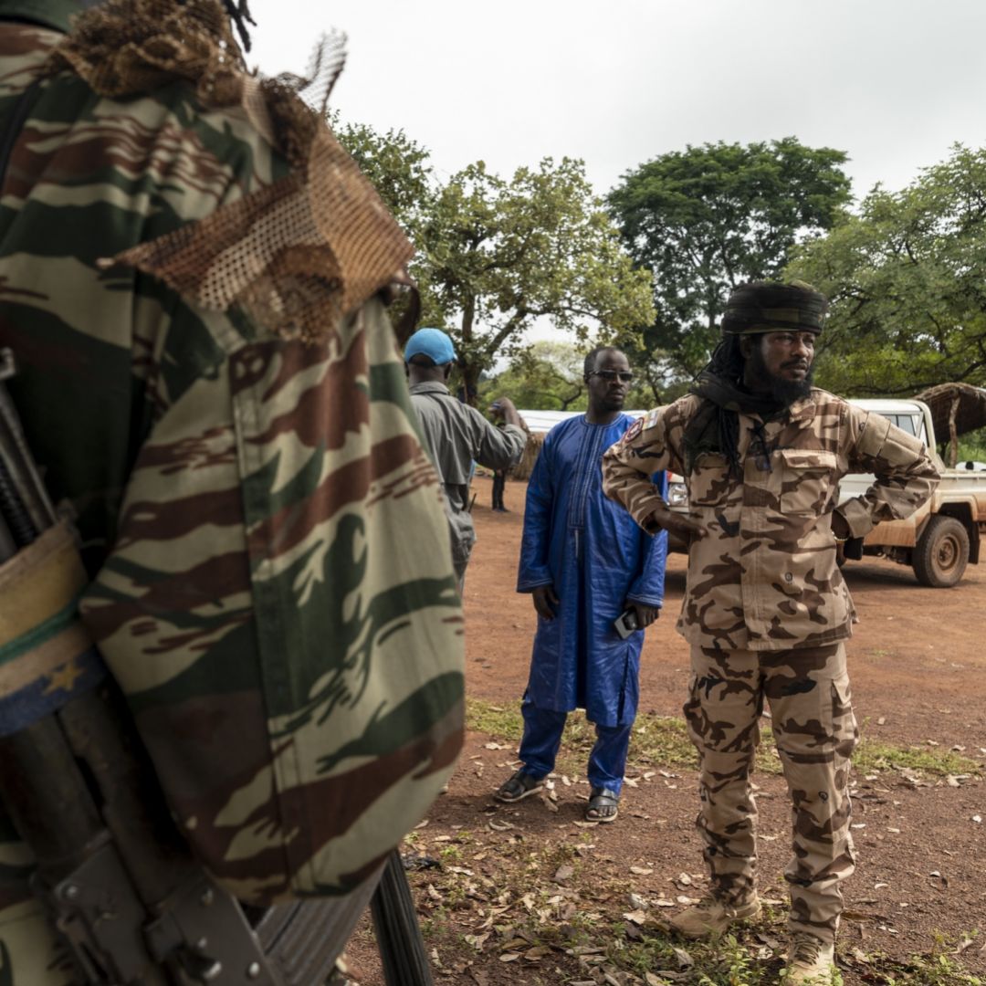 Members of the Unity for Peace in the Central African Republic (UPC) rebel group gather at the DDR (disarmament, demobilization and reintegration) site in Maloum, the Central African Republic, on July 24. 2025. Members of the Unity for Peace in the Central African Republic (UPC) rebel group gather at the DDR (disarmament, demobilization and reintegration) site in Maloum, the Central African Republic, on July 24. 2025.