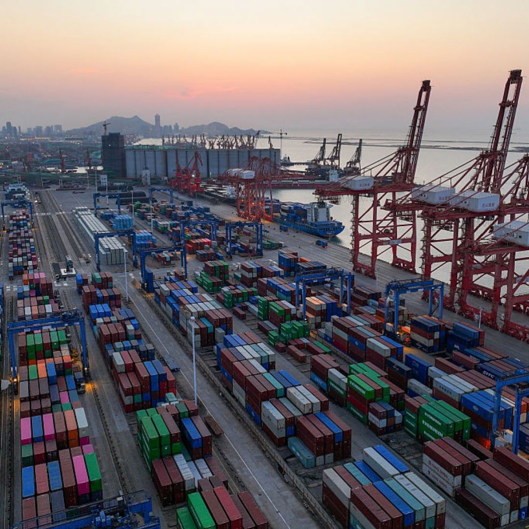 Containers are seen at China's Lianyungang port in eastern Jiangsu province on May 1, 2025. Containers are seen at China's Lianyungang port in eastern Jiangsu province on May 1, 2025.