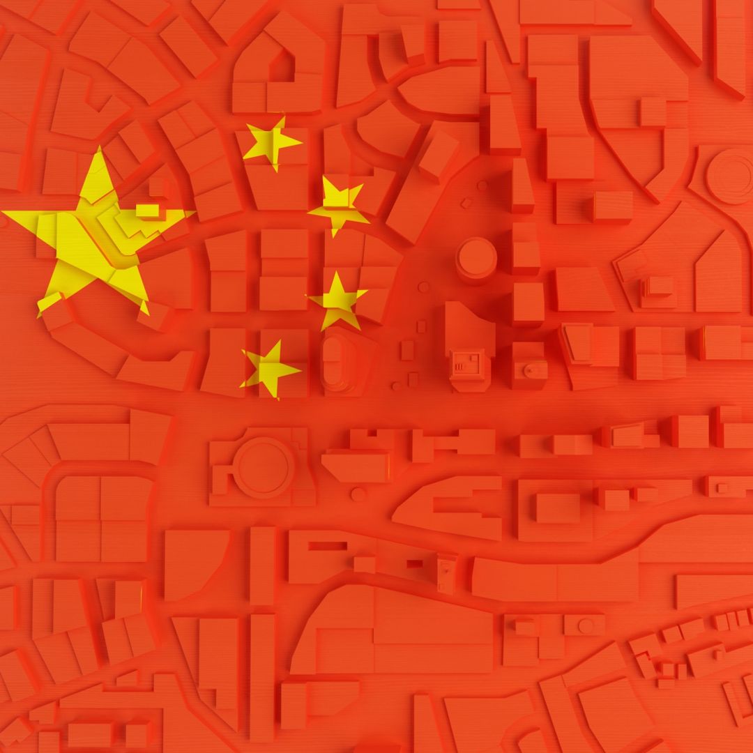A digital illustration of a Chinese flag. A digital illustration of a Chinese flag.