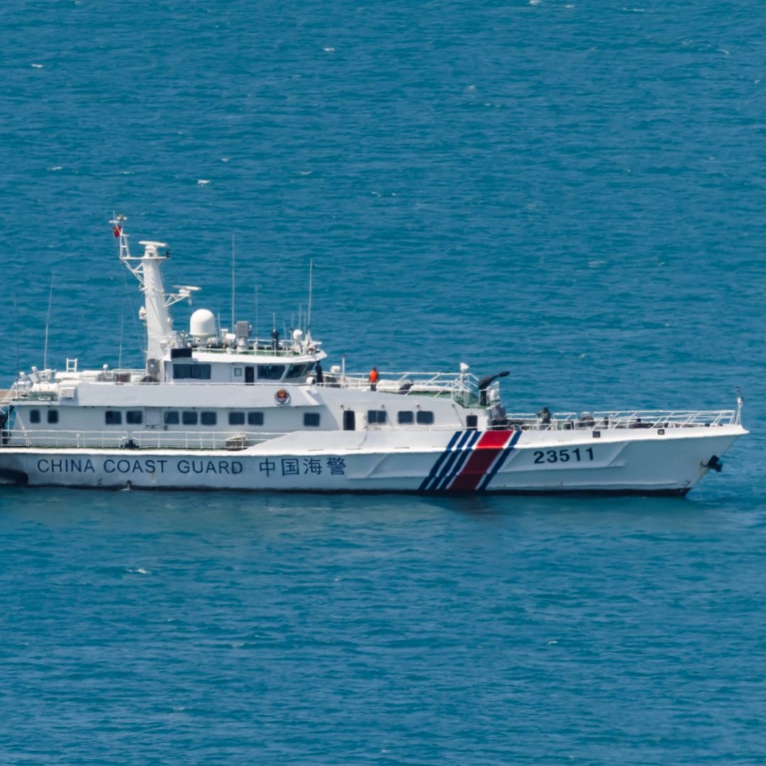 A Chinese coast guard vessel is anchored in the waters of the South China Sea on March 8, 2026 near Sanya, Hainan province, China. A Chinese coast guard vessel is anchored in the waters of the South China Sea on March 8, 2026 near Sanya, Hainan province, China.