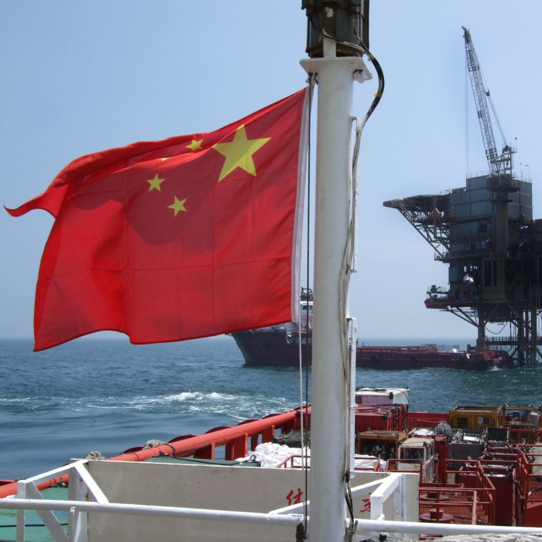 A Chinese vessel participates in oil exploration.
