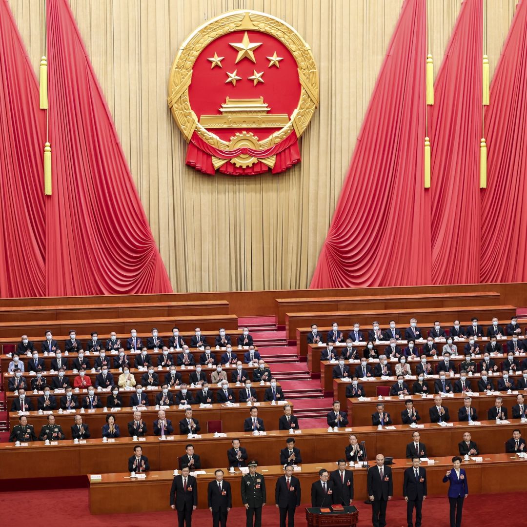 Chinese officials at the Fifth Plenary Session of the National People's Congress on March 12, 2023 in Beijing.