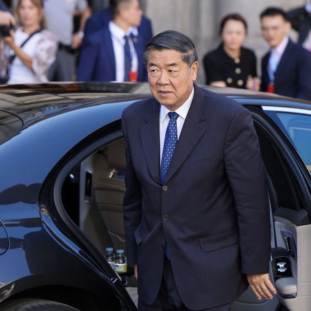 Chinese Vice Premier He Lifeng arrives for trade talks with US Secretary of the Treasury Scott Bessent at the foreign ministry in Madrid on Sept. 14, 2025.