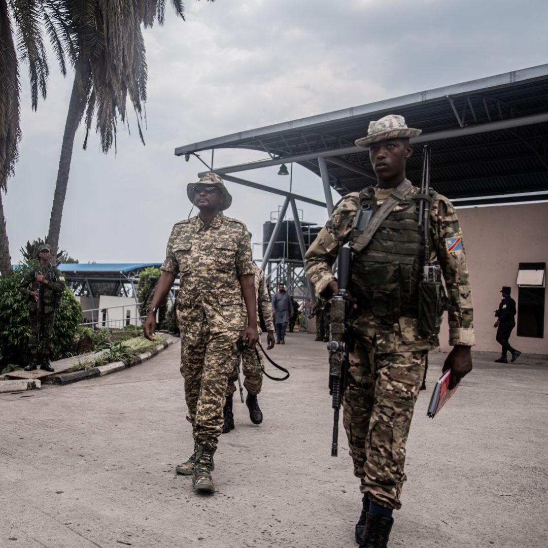 M23 fighters are seen at the main border crossing between the Democratic Republic of Congo and Rwanda in Goma on March 1, 2025. M23 fighters are seen at the main border crossing between the Democratic Republic of Congo and Rwanda in Goma on March 1, 2025.