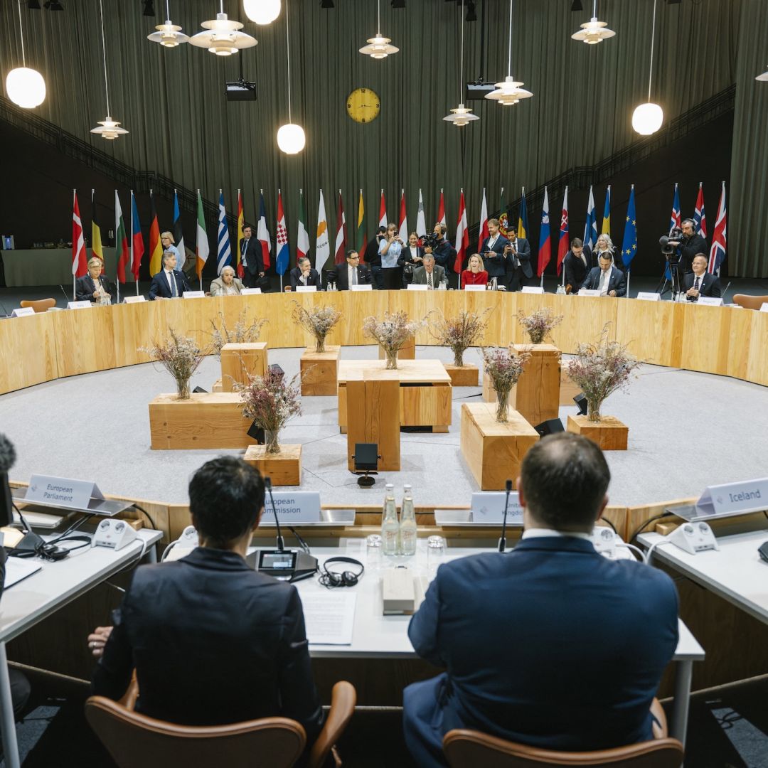Representatives are pictured ahead of a working session during the informal EU foreign ministers' meeting in Copenhagen, Denmark, on Aug. 30, 2025.