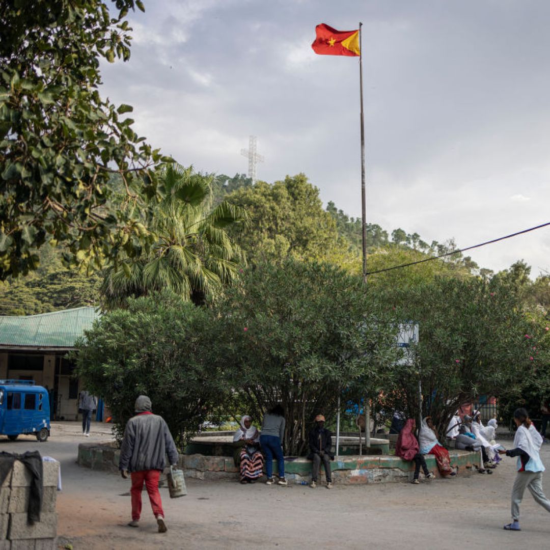 A Tigrayan flag waves at the entrance of a hospital in Tigray's regional capital, Mekele, on Oct. 10, 2024. A Tigrayan flag waves at the entrance of a hospital in Tigray's regional capital, Mekele, on Oct. 10, 2024.
