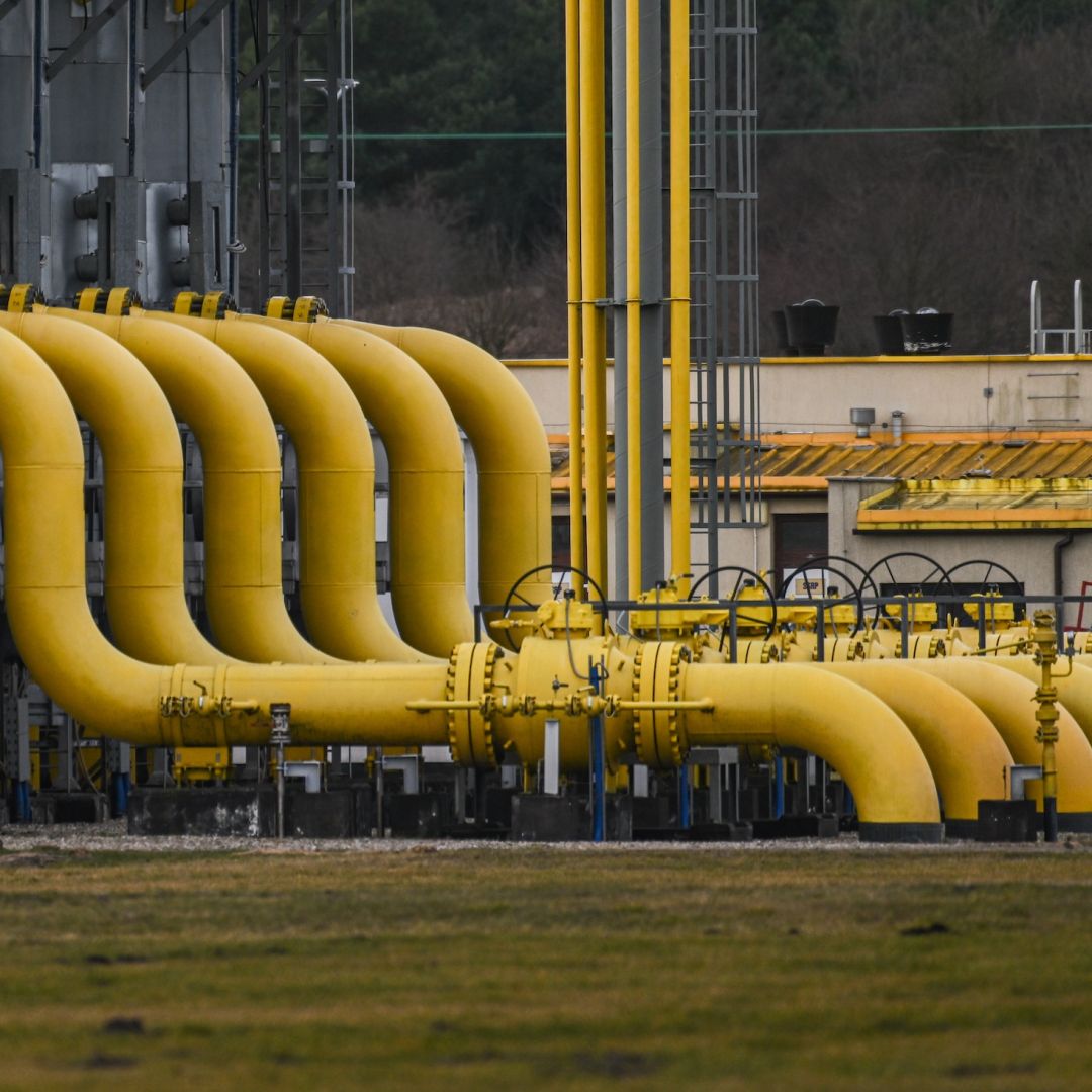 A compressor gas station of the Yamal–Europe pipeline is seen on Feb. 19, 2022, in Wloclawek, Poland. 