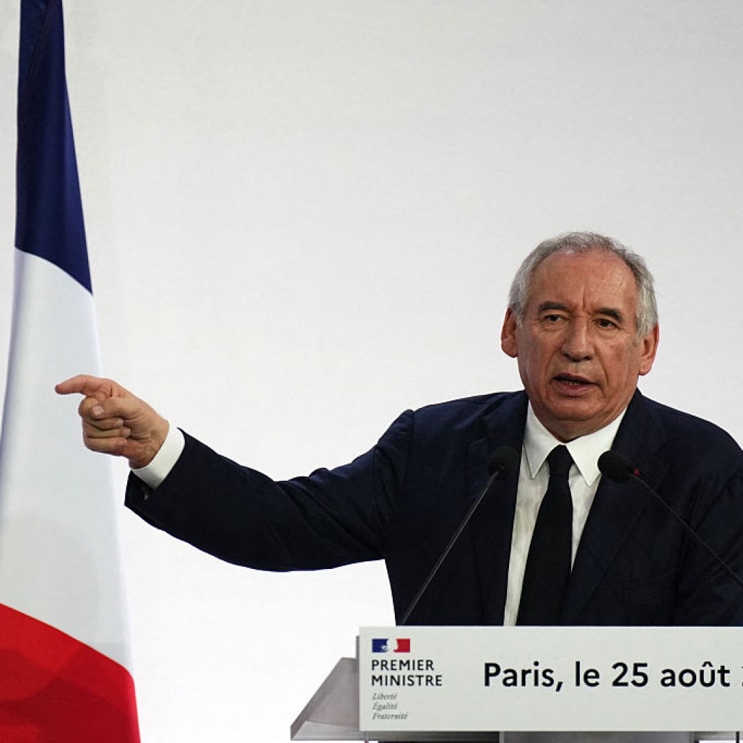 French Prime Minister Francois Bayrou speaks during a press conference in Paris on Aug. 25, 2025. French Prime Minister Francois Bayrou speaks during a press conference in Paris on Aug. 25, 2025.