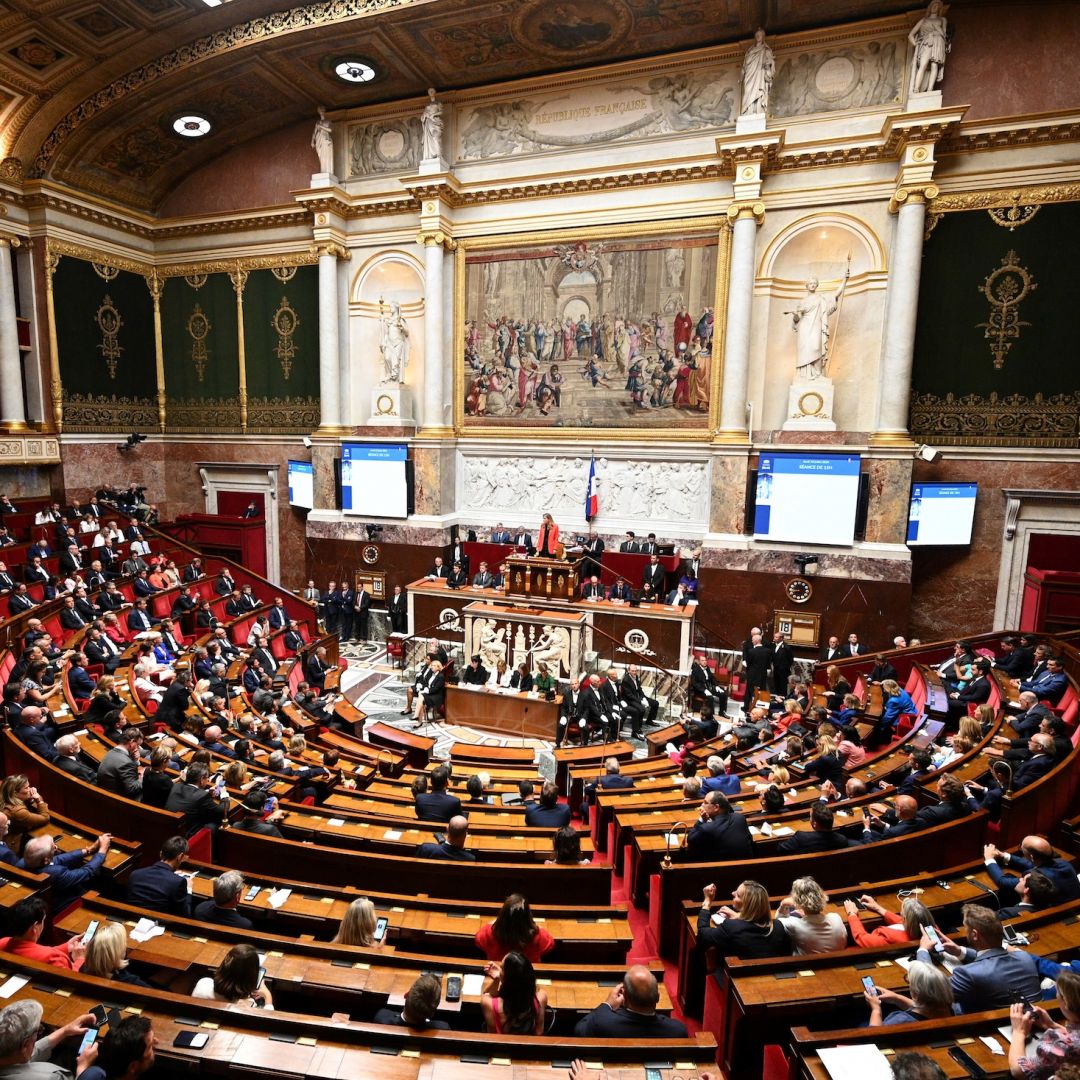 Yael Braun-Pivet, a French lawmaker for the ruling Renaissance party, delivers a speech after being reelected as National Assembly president following the third round of voting on July 18, 2024.