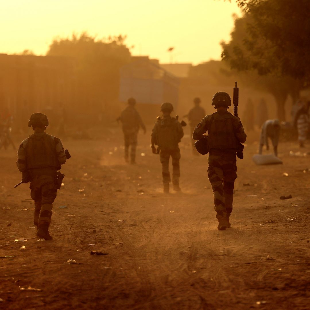 French soldiers patrol the streets of Gao, Mali, on Dec. 4, 2021. 