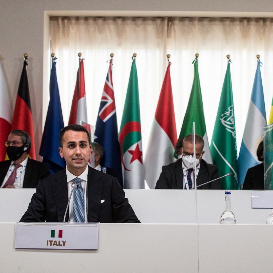 Italy’s top foreign policy officials attend a G-20 joint session on June 29, 2021.