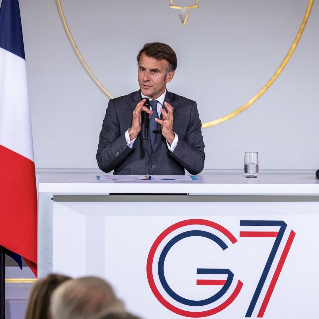 French President Emmanuel Macron speaks during a meeting with leaders of the G7 Engagement Groups ahead of the upcoming G7 summit at the Elysee Palace in Paris on June 10, 2026. French President Emmanuel Macron speaks during a meeting with leaders of the G7 Engagement Groups ahead of the upcoming G7 summit at the Elysee Palace in Paris on June 10, 2026.