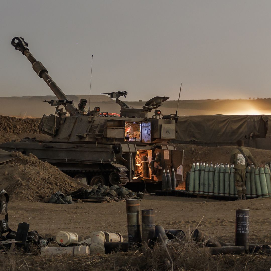 Israeli forces prepare to fire artillery toward the Gaza Strip on Oct. 30, 2023, in Netivot, Israel. 