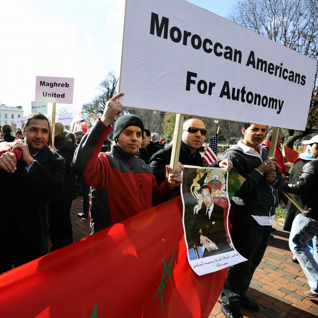 American supporters of Morocco’s “Autonomy Plan” for Western Sahara take part in a demonstration in front of the White House in Washington D.C. on Nov. 27, 2010.