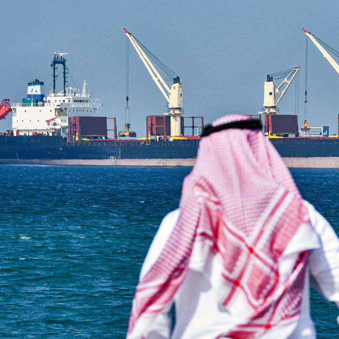 An oil tanker is seen at Saudi Arabia’s port of Ras al-Khair. An oil tanker is seen at Saudi Arabia’s port of Ras al-Khair.
