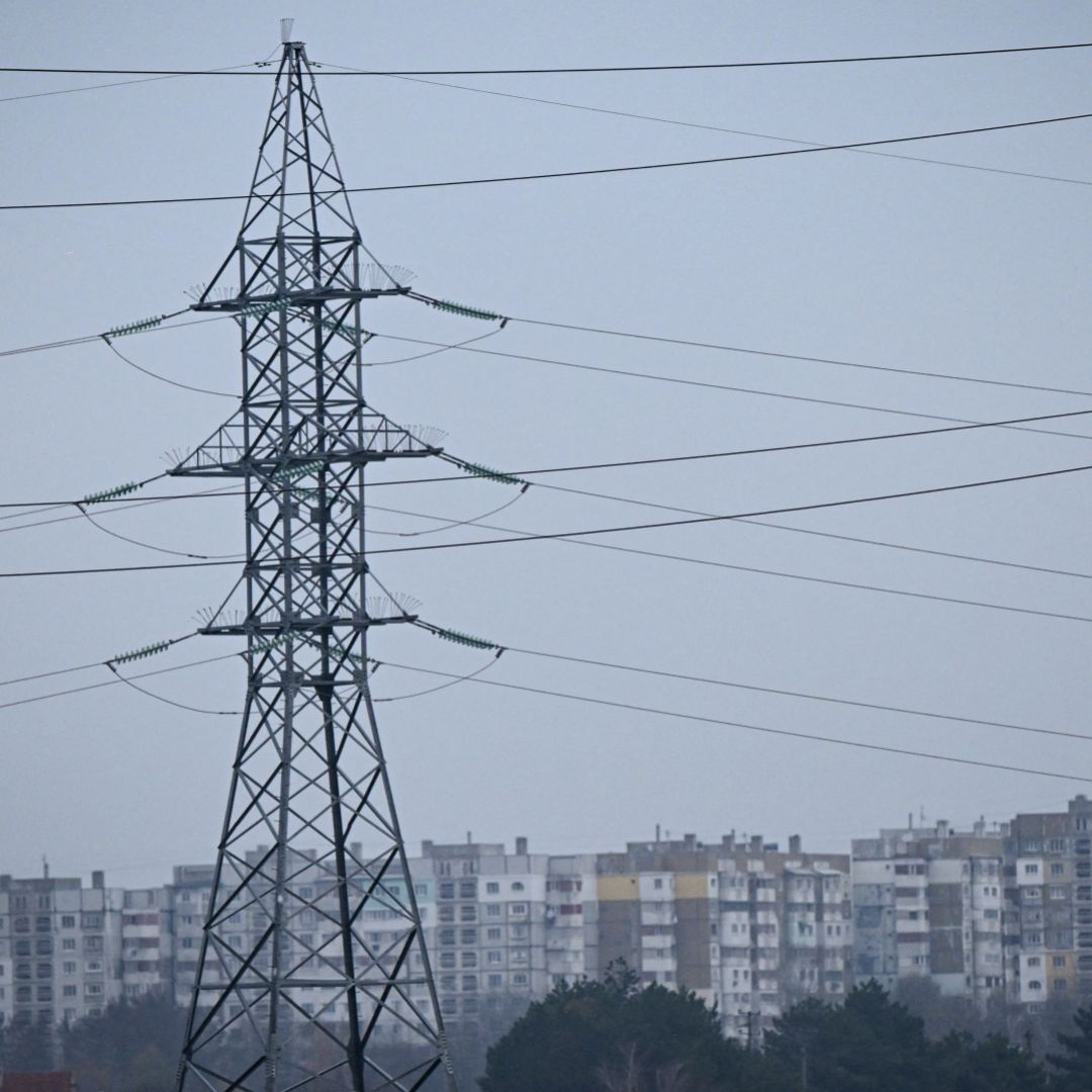 Power lines are seen on the outskirts of Balti, the second-largest city in Moldova, on Nov. 2, 2022. 