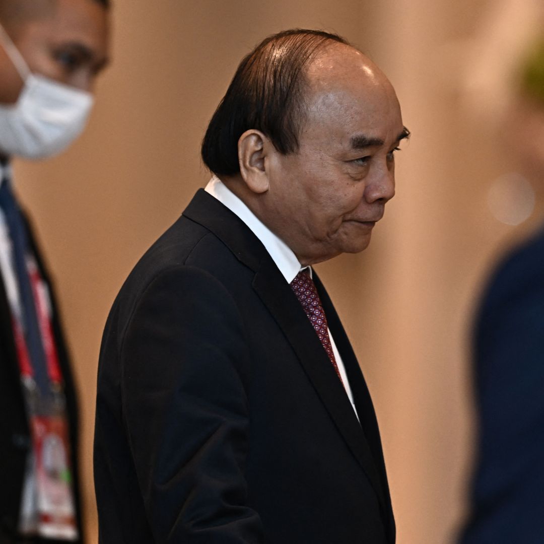 Then-Vietnamese President Nguyen Xuan Phuc arrives at the Asia-Pacific Economic Cooperation (APEC) summit in Bangkok, Thailand, on Nov. 18, 2022. Then-Vietnamese President Nguyen Xuan Phuc arrives at the Asia-Pacific Economic Cooperation (APEC) summit in Bangkok, Thailand, on Nov. 18, 2022.