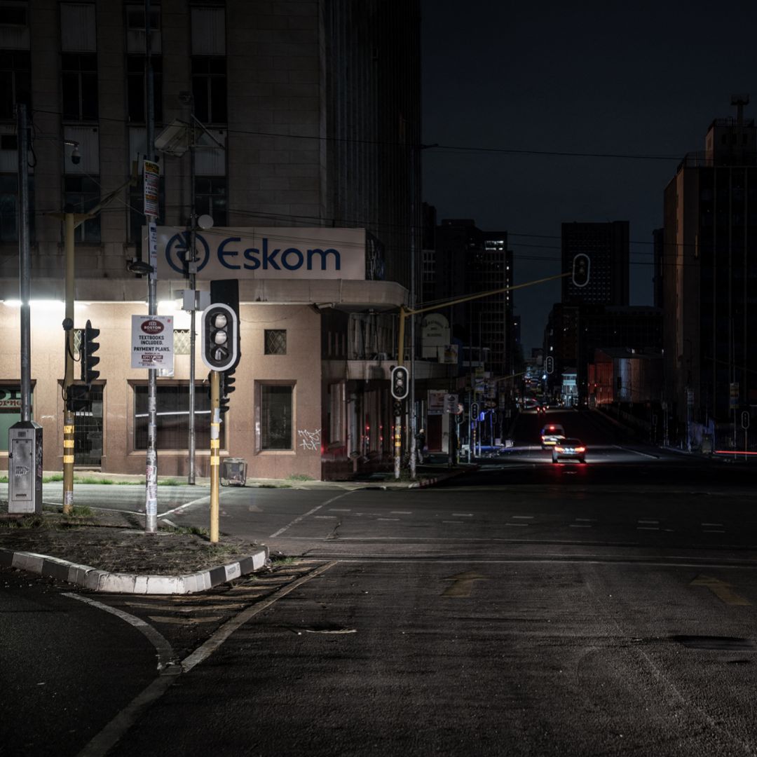 An illuminated Eskom sign is seen outside the power utility's regional office in Johannesburg, South Africa, during load-shedding (i.e. a rolling blackout) on Jan. 31, 2023. An illuminated Eskom sign is seen outside the power utility's regional office in Johannesburg, South Africa, during load-shedding (i.e. a rolling blackout) on Jan. 31, 2023.