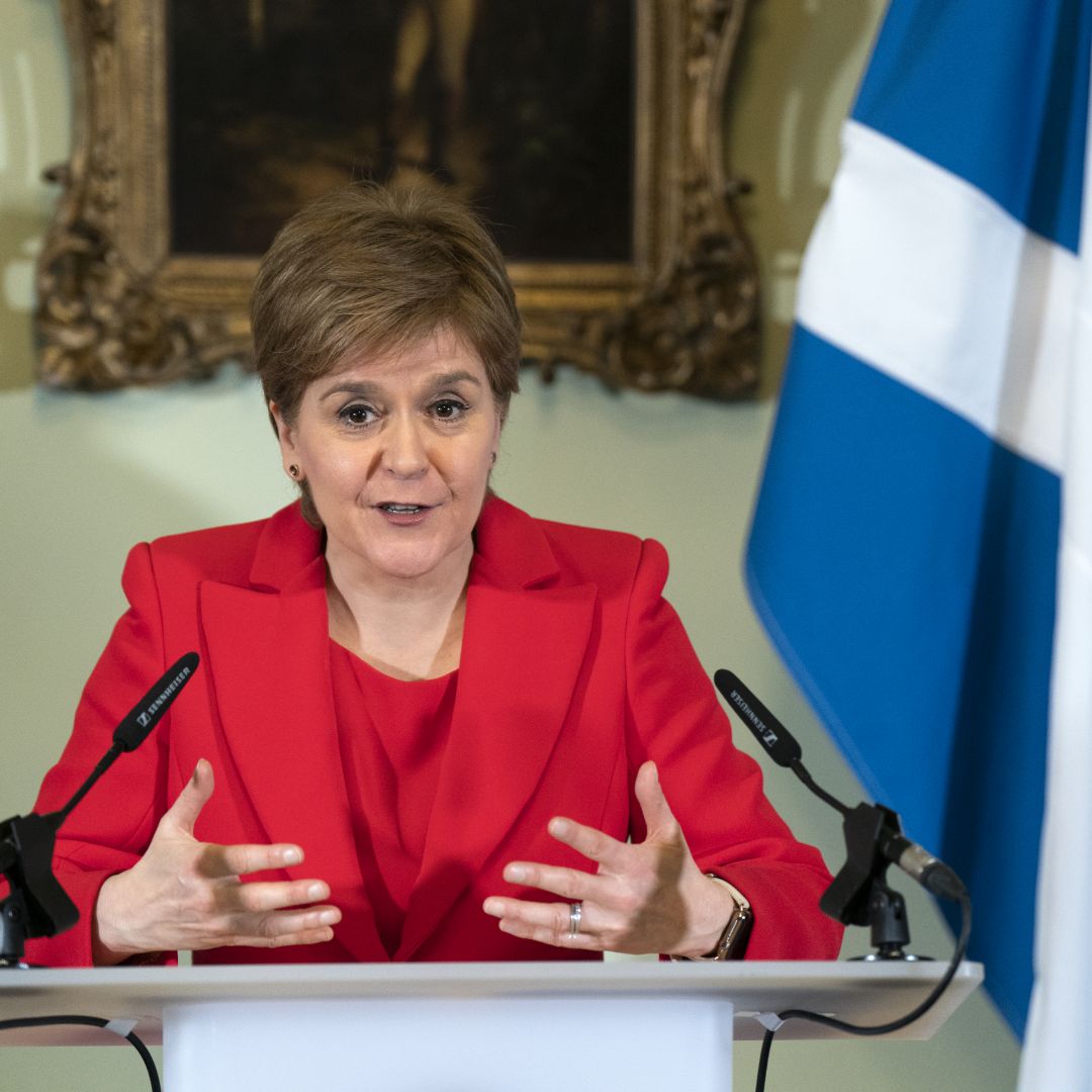 Scottish leader Nicola Sturgeon holds a press conference at Bute House in Edinburgh where she announced her resignation on Feb. 15, 2023.