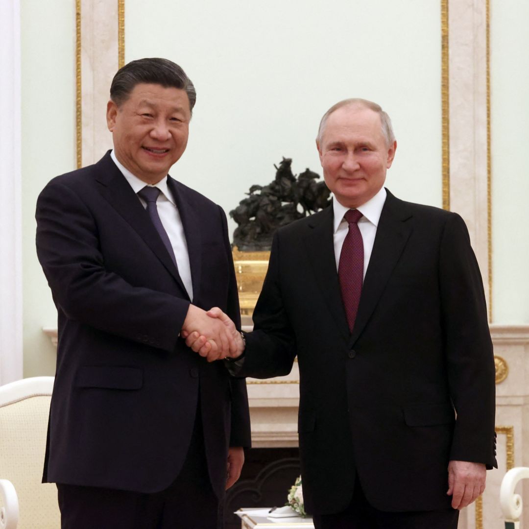Russian President Vladimir Putin (right) meets with Chinese President Xi Jinping at the Kremlin in Moscow on March 20, 2023. Russian President Vladimir Putin (right) meets with Chinese President Xi Jinping at the Kremlin in Moscow on March 20, 2023.
