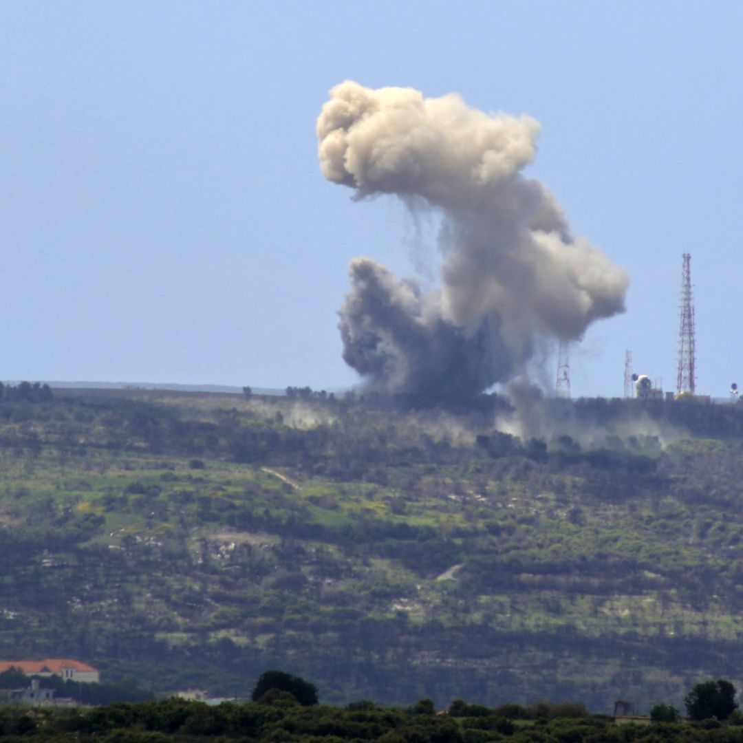 A picture taken from the southern Lebanese village of Alma al-Shaab shows smoke rising from an Israeli outpost after a rocket attack by Hezbollah fighters on April 6, 2024.