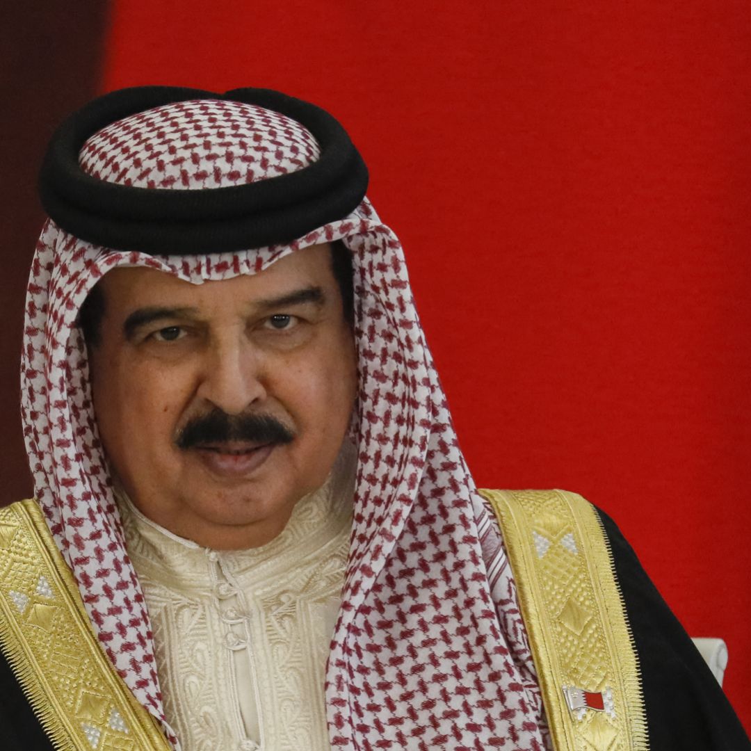 Bahrain's King Hamad bin Isa Al Khalifa attends a signing ceremony following talks with Russian President Vladimir Putin in Moscow, Russia, on May 23, 2024. 