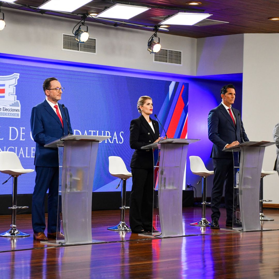 The candidates running in Costa Rica's 2026 presidential election participate in a debate at the Supreme Electoral Tribunal in San Jose, Costa Rica, on Jan. 11, 2026. The candidates running in Costa Rica's 2026 presidential election participate in a debate at the Supreme Electoral Tribunal in San Jose, Costa Rica, on Jan. 11, 2026.