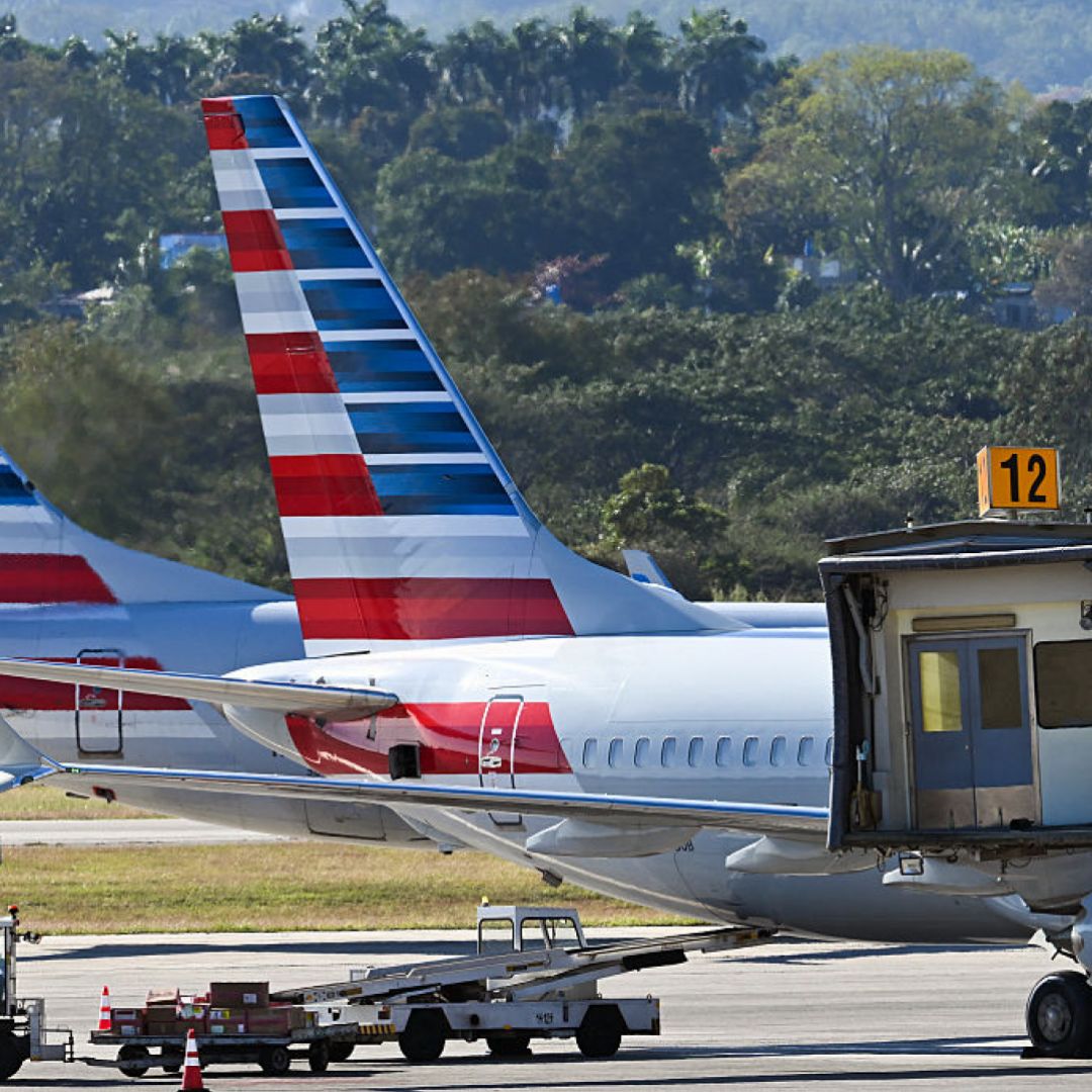 American Airlines planes sit on the tarmac at Jose Marti International Airport in Havana on Feb. 9, 2026. 