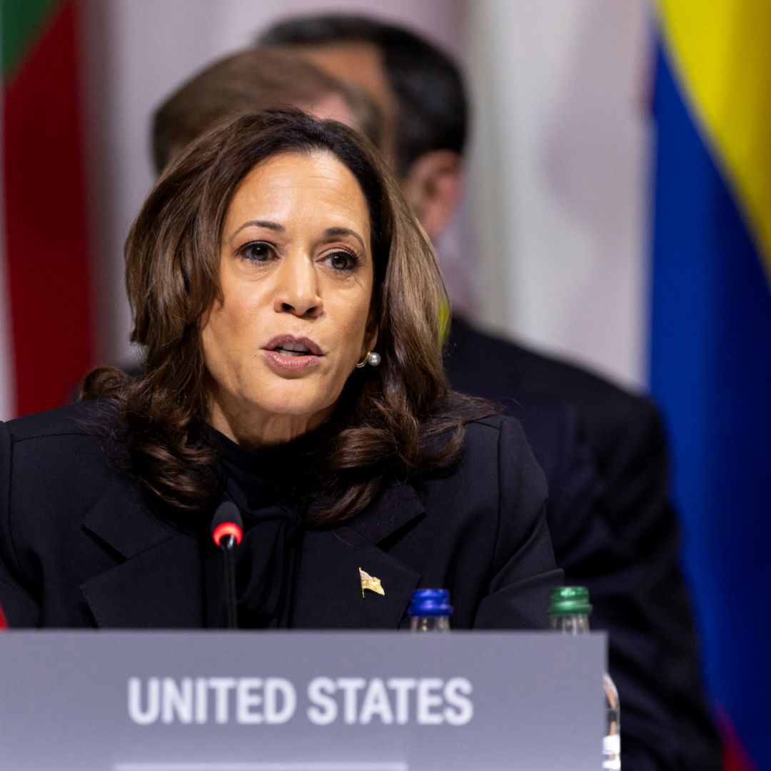 U.S. Vice President Kamala Harris speaks during the Summit on Peace in Ukraine on June 15, 2024, in Lucerne, Switzerland. 