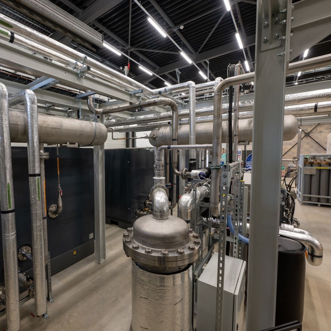 Part of the gas processing facilities of Europe's first helium production pilot plant in Saint-Parize-le-Chatel, France, on Sept. 11, 2024.