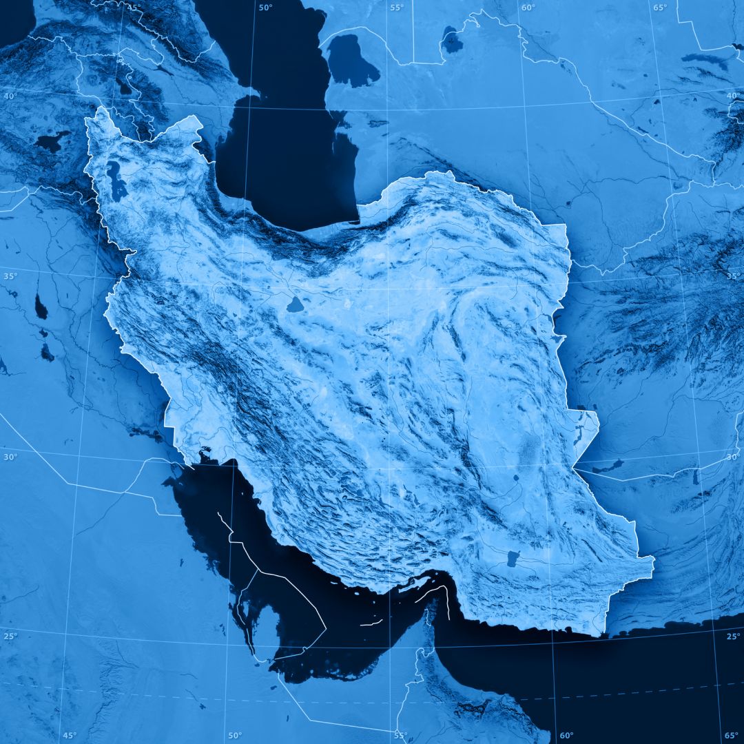 A topographic map of Iran.