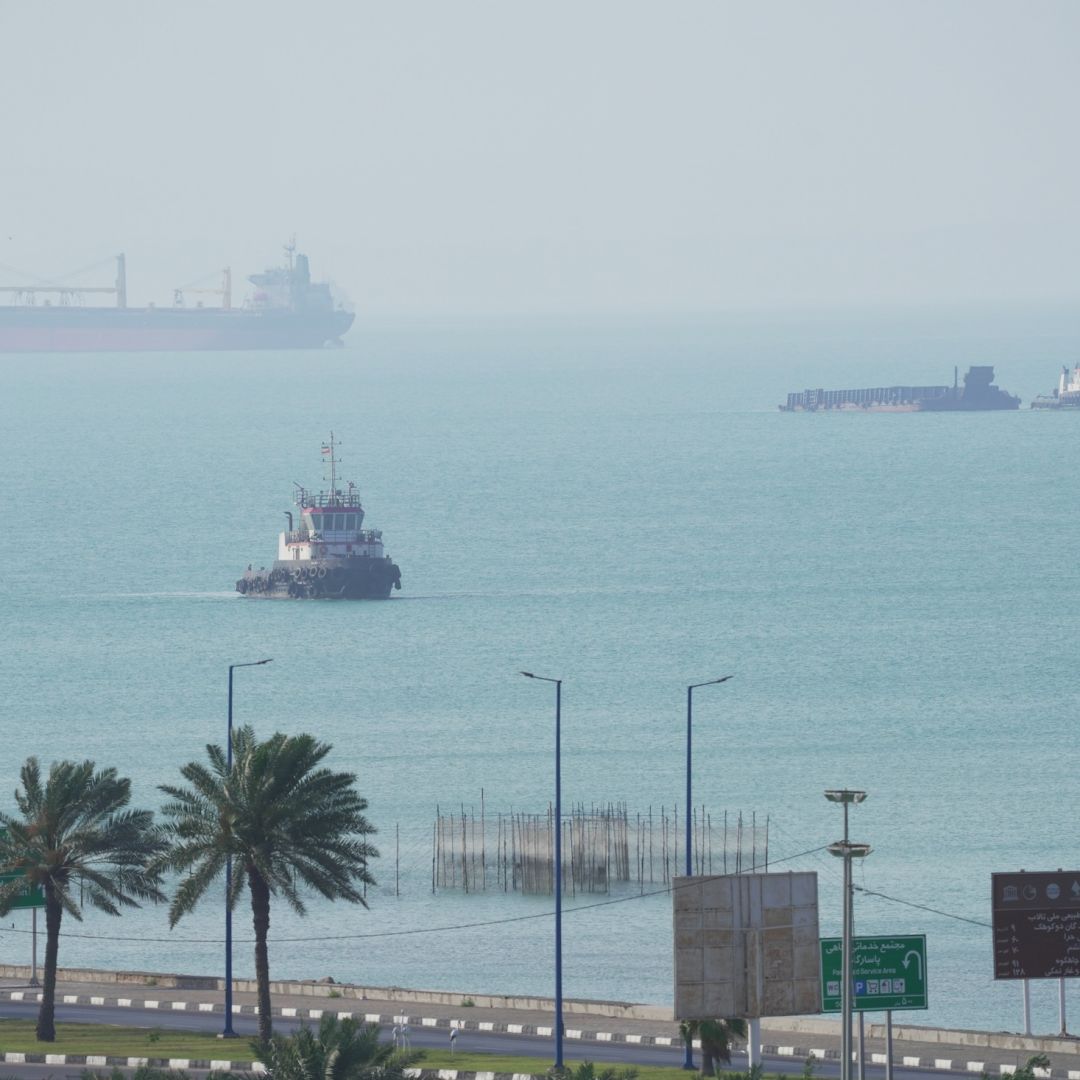 Boats on April 28, 2026 on Qeshm Island, Iran, in the Strait of Hormuz.