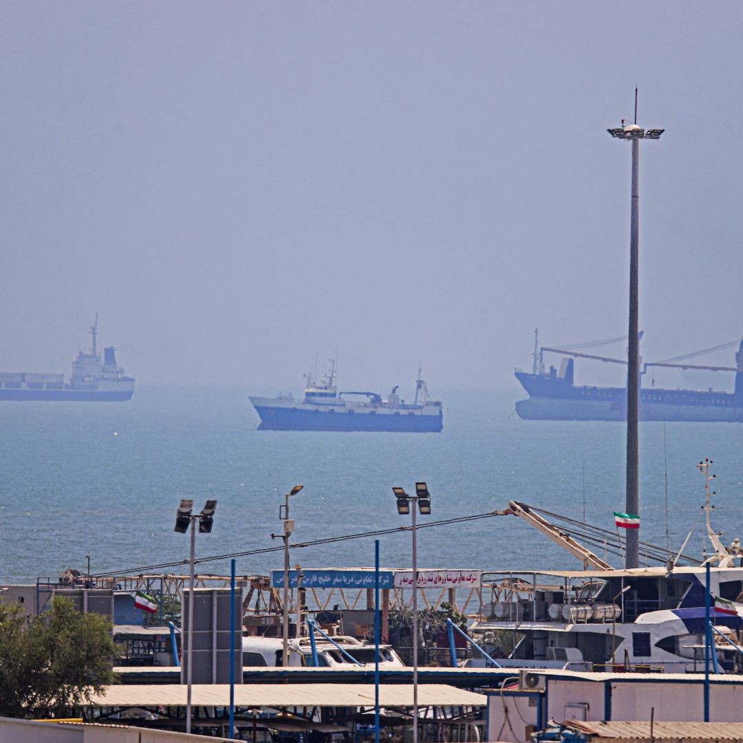 Vessels at anchorage June 18 in Bandar Abbas, Iran, along the Strait of Hormuz. The U.S.-Iran memorandum of understanding signed June 17 is highly likely to remain in effect over the coming week, and negotiations toward a final deal will begin. Vessels at anchorage June 18 in Bandar Abbas, Iran, along the Strait of Hormuz.