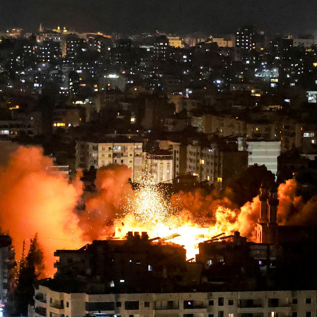 Smoke and fire erupted from the site of an Israeli airstrike on a suburb south of Beirut, Lebanon, on June 5, 2025. Smoke and fire erupted from the site of an Israeli airstrike on a suburb south of Beirut, Lebanon, on June 5, 2025.