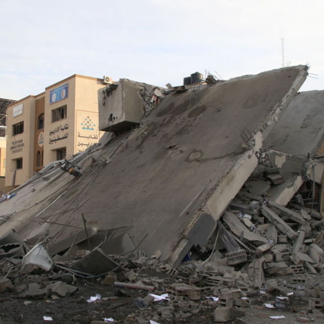 Damage caused by Israeli airstrikes Oct. 7, 2023, in Gaza City, Gaza, in response to a Hamas-led incursion into Israel. A large-scale Hamas attack threatens to significantly escalate conflict between Israel and the militant groups. Damage caused by Israeli airstrikes Oct. 7, 2023, in Gaza City, Gaza, in response to a Hamas-led incursion into Israel.