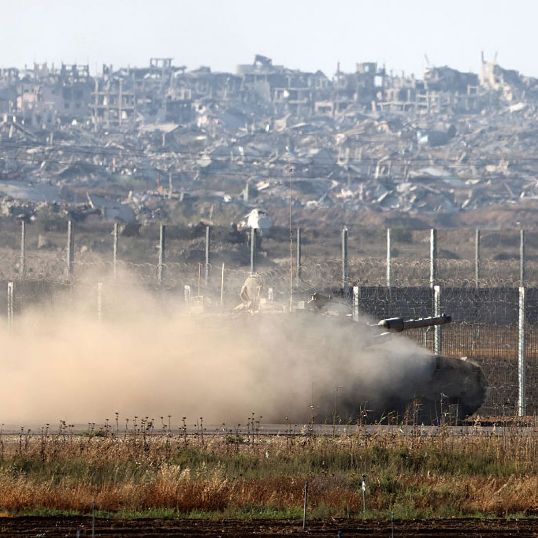 An Israeli tank rolls along the fence on the border with the Gaza Strip on June 4, 2025. An Israeli tank rolls along the fence on the border with the Gaza Strip on June 4, 2025.