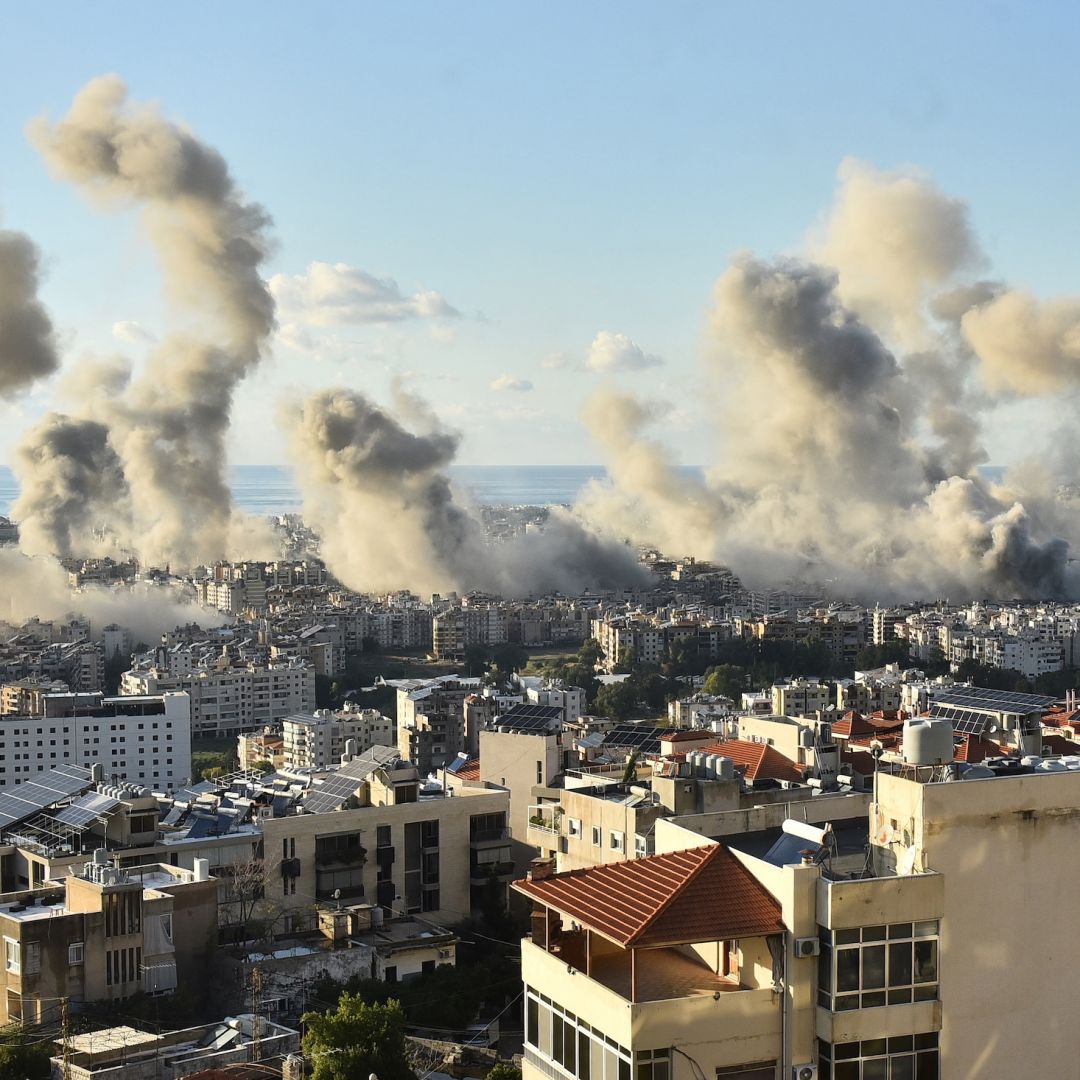 Smoke billows above Beirut's southern suburbs following an Israeli airstrike on Nov. 26, 2024, amid the ongoing war between Israel and Hezbollah. 