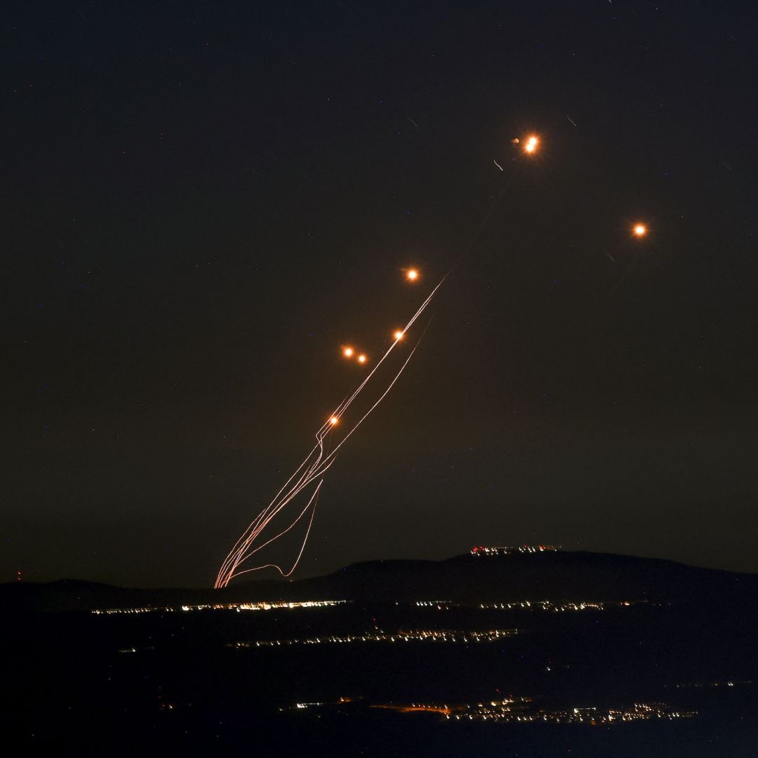 Israel's Iron Dome air defense system intercepts rockets fired from southern Lebanon on Sept. 27, 2024, over the Upper Galilee region in northern Israel.