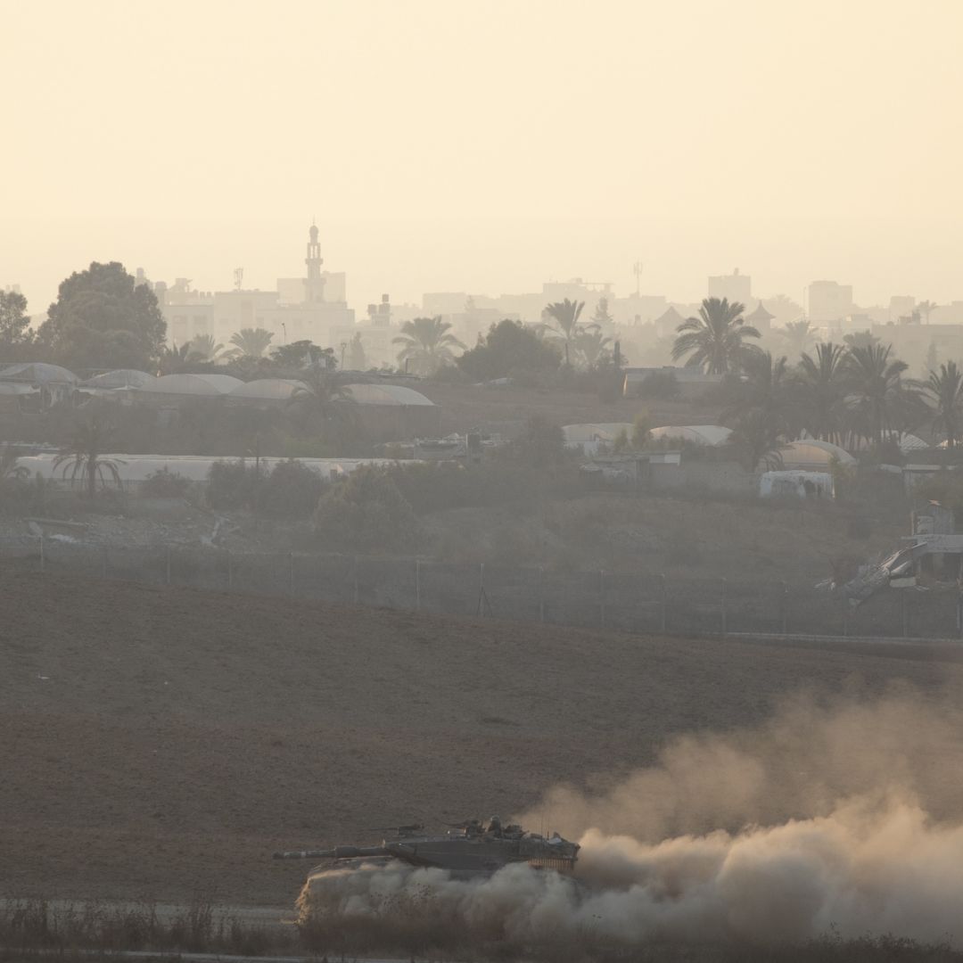 An Israeli tank Aug. 7, 2024, in southern Israel along the border with the Gaza Strip. 