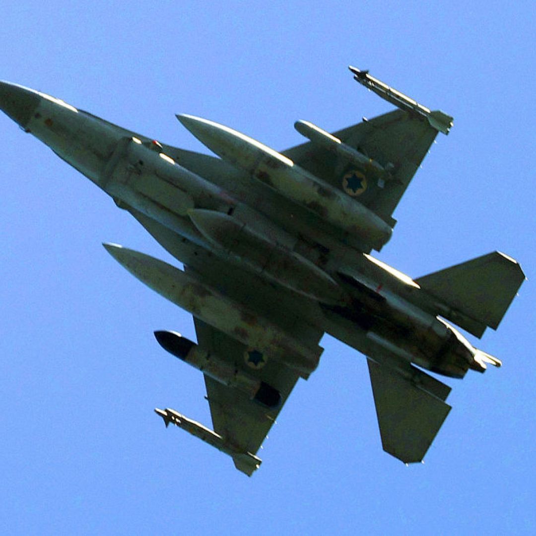 An Israeli Air Force F-16 fighter aircraft on March 24, 2025, over the city of Yokneam Illit in northern Israel. An Israeli Air Force F-16 fighter aircraft on March 24, 2025, over the city of Yokneam Illit in northern Israel.