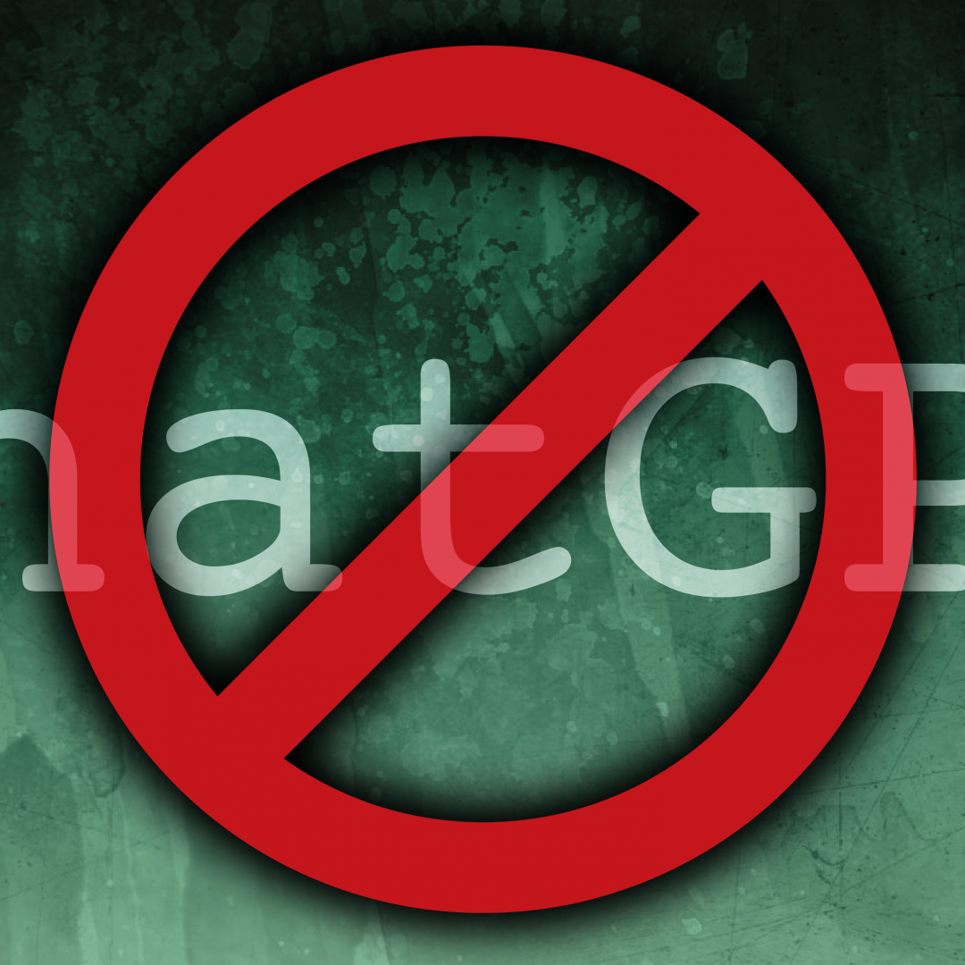 A red prohibition sign is superimposed over the word "ChatGPT" against a green background. A red prohibition sign is superimposed over the word "ChatGPT" against a green background.